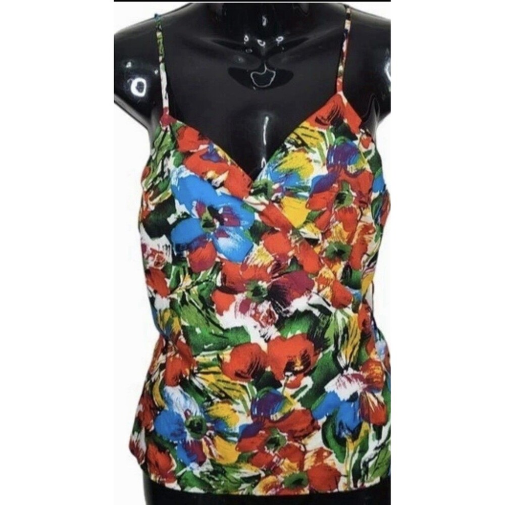 Lush NWT Floral Spaghetti Strap Wrap Front Blouse Tie Waist Size Medium